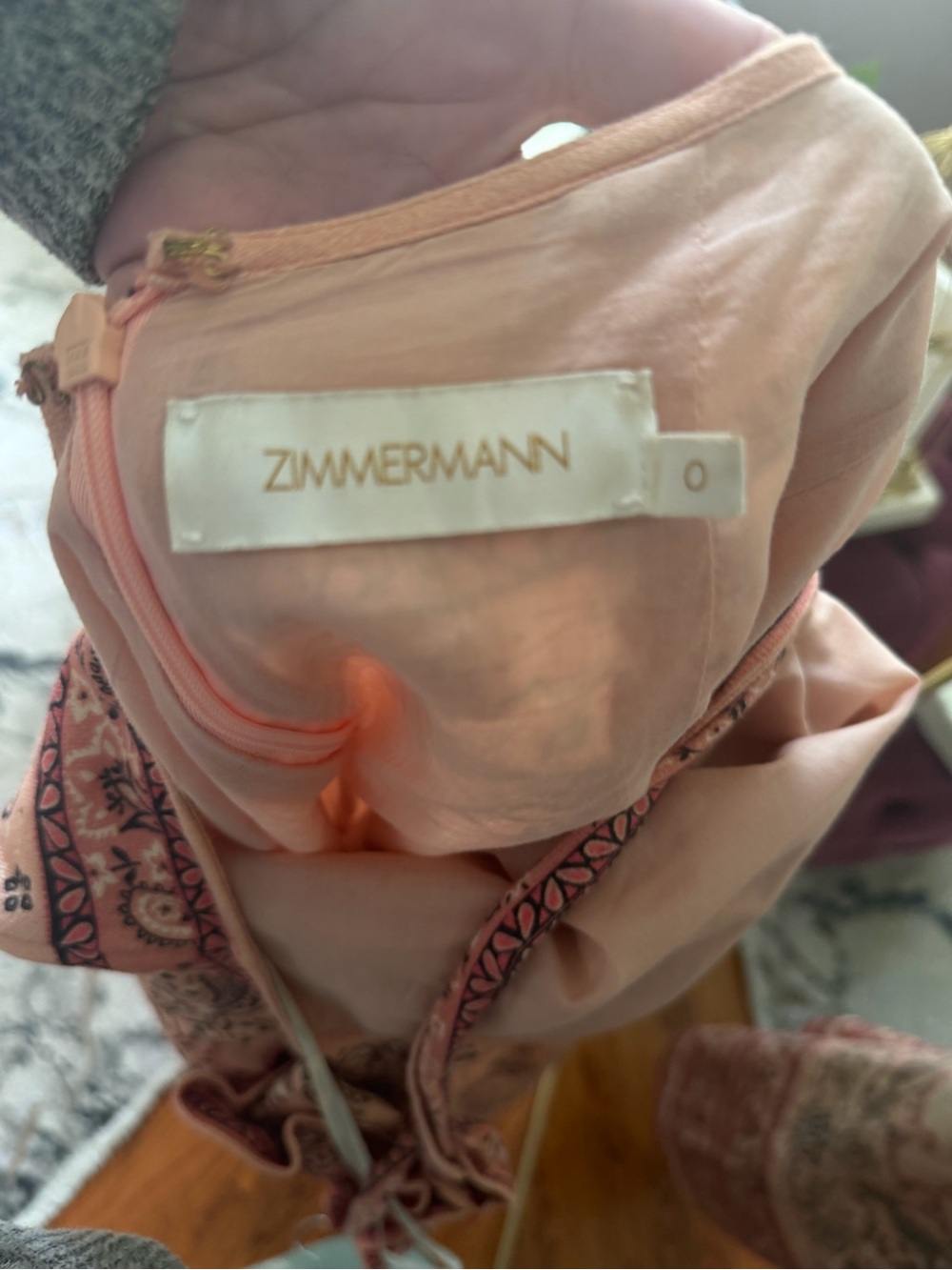 Zimmermann Dusty Rose Paisley Ruffled Midi Dress - Picture 4 of 5